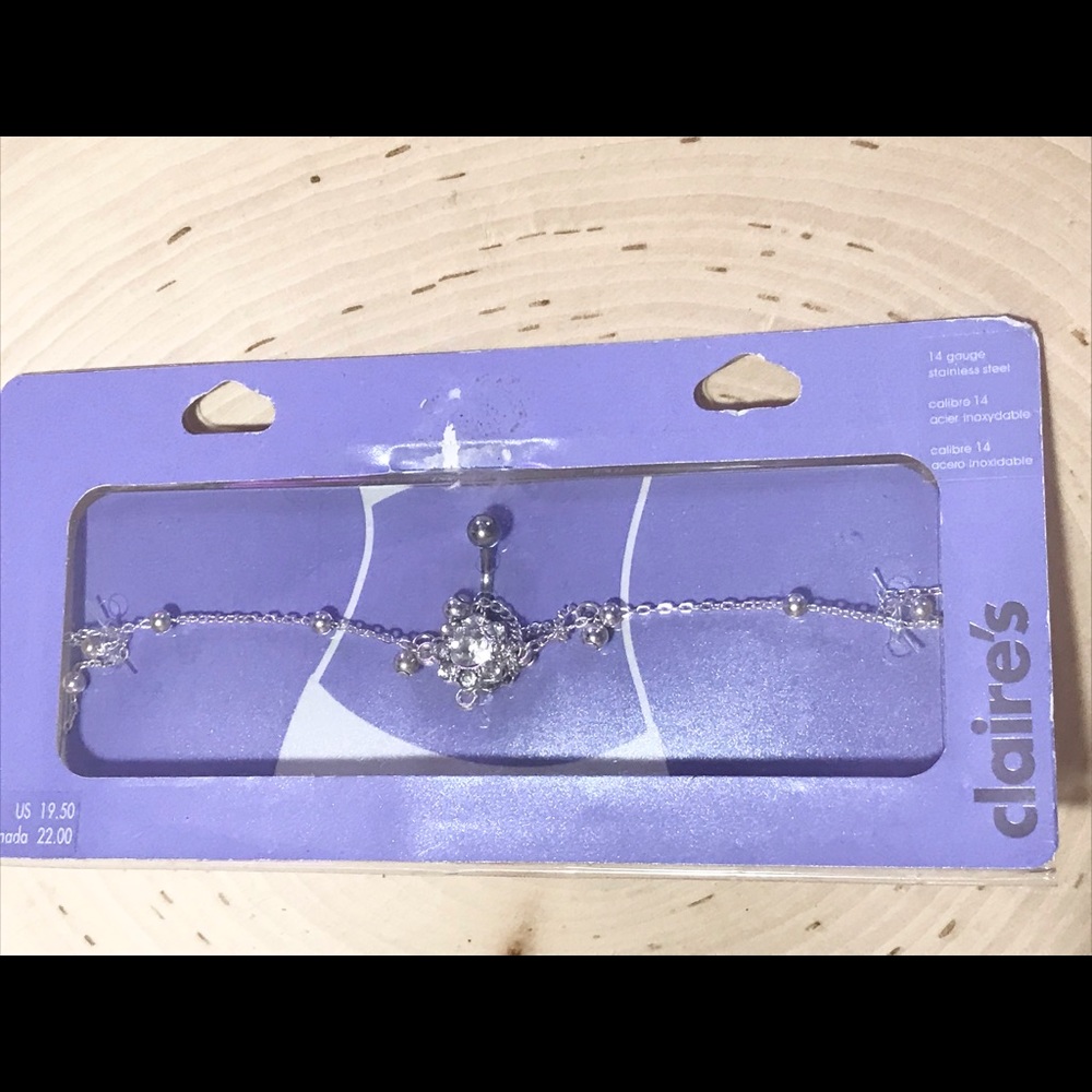 Claires belly chain and belly button ring.